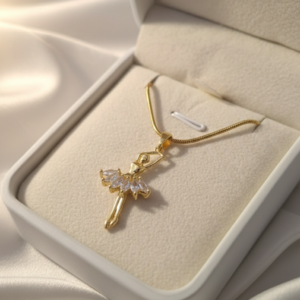 Cadena Cordón con Dije Bailarina y Piedra Blanca