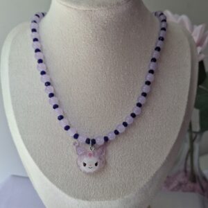 Collar Kuromi perlas moras y lilas